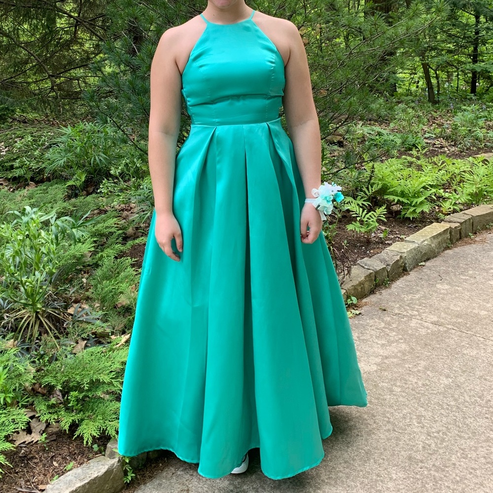 Teal prom dress, size 10, with pockets!!